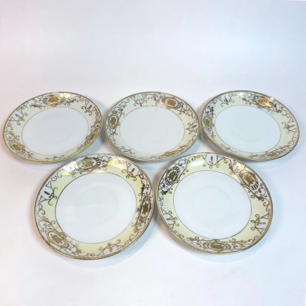 Vintage Noritake Set of 5 Gold Filigree Rose Medallion 5.5